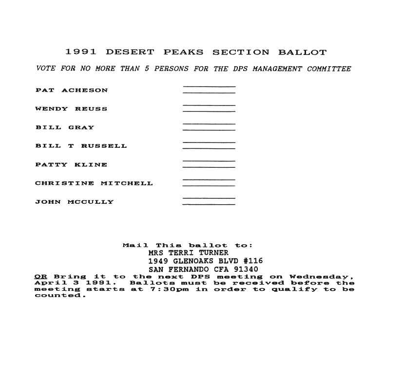 1991 DPS BALLOT